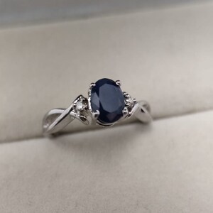 Natural Sapphire Ring, Sterling Silver Ring, Sapphire Wedding Ring, Oval Cut Sapphire Ring, September Birthstone, Anniversary Gift For Women