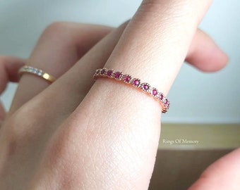 Ruby Wedding Band, Ruby Cabochon Gold Band, Ruby Full Eternity Band, July Birthstone, Stacking Ring, Matching Band, Engagement Ring