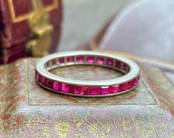 Ruby Wedding Ring, Ruby Eternity Ring, Wedding Band, Stacking Ring, Matching Band, Promise Ring, Anniversary Gift