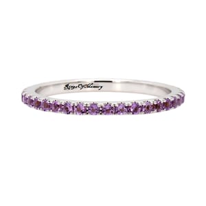 Natural Amethyst Band, Amethyst Full Eternity Band, Sterling Silver Band, Amethyst Wedding Ring, Matching Band, Engagement Ring Gift For Her