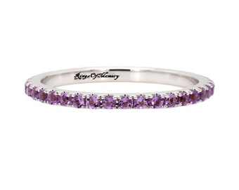 Natural Amethyst Band, Amethyst Full Eternity Band, Sterling Silver Band, Amethyst Wedding Ring, Matching Band, Engagement Ring Gift For Her