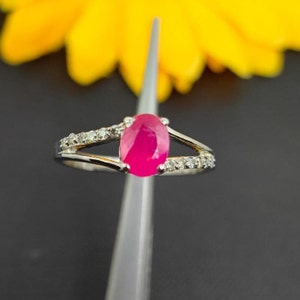 Natural Ruby Ring, Ruby Wedding Ring, Sterling Silver Ring, July Birthstone Ring, Engagement Ring, Anniversary Gift, Promise Ring For Her