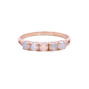 Natural Opal Sterling Silver Wedding Band - October Birthstone