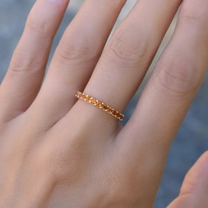 Citrine band, Citrine half eternity ring, Wedding band, 14k gold band, Stacking ring, Matching band, November Birthstone, Engagement Ring