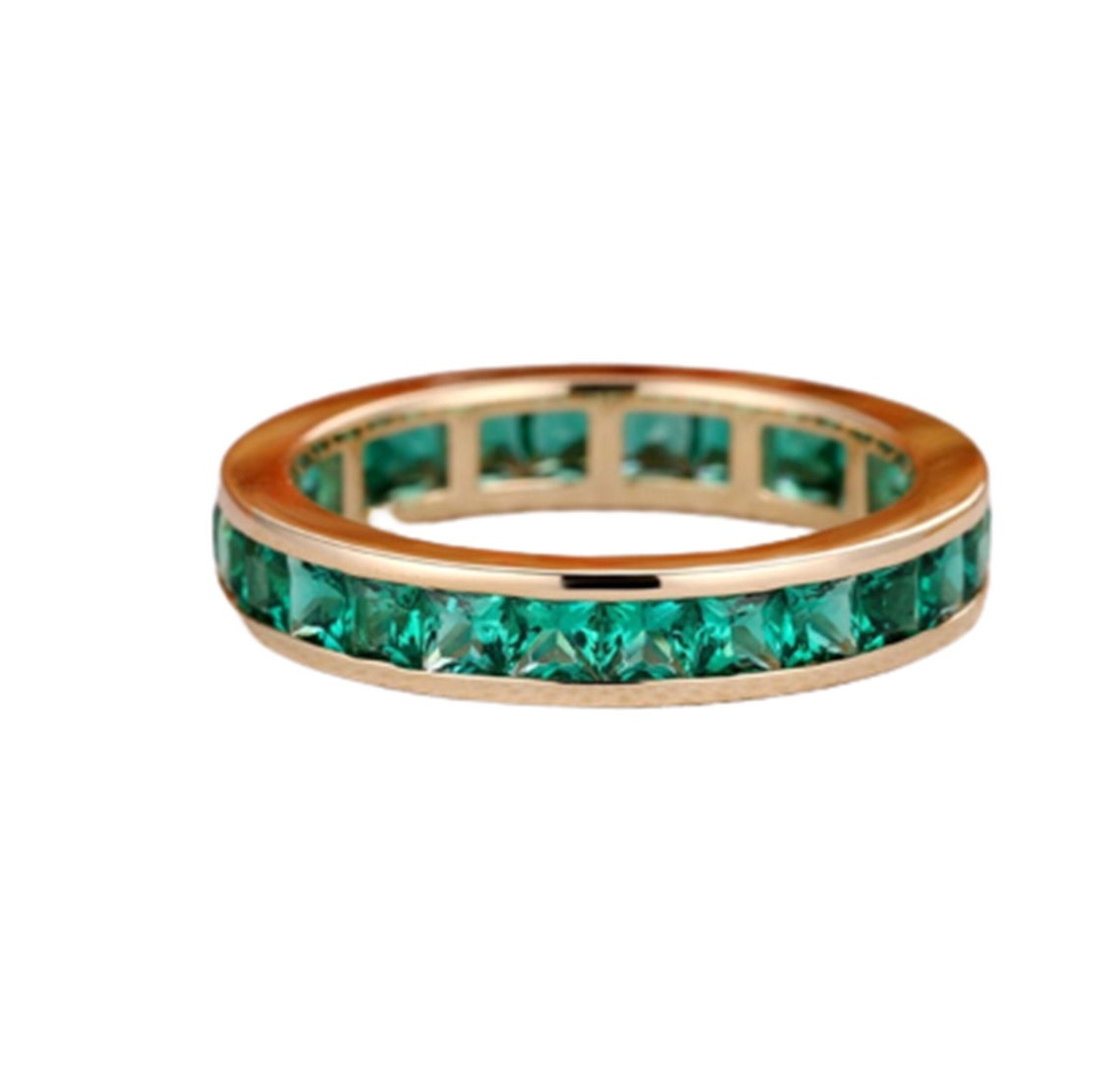 Emerald Wedding Band, 14k Gold Band, Emerald Full Eternity Band, May ...