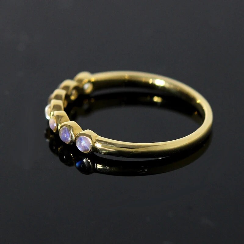 Rainbow Moonstone Band, Moonstone Wedding Band, Half Eternity Band, 14k ...