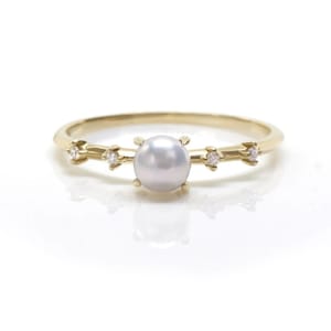 Natural Pearl Ring, Pearl Engagement Ring, 14k Gold Ring, Vintage Pearl Ring, June Birthstone Ring, Minimalist Ring, Promise Ring For Her