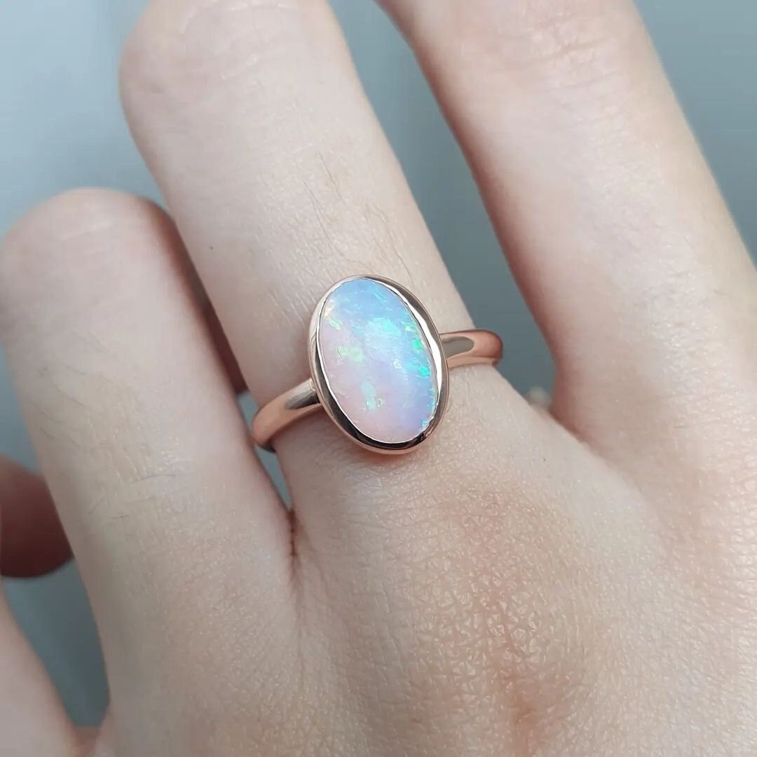 YoTreasure Ethiopian Opal Ring - 8x10 MM Gemstone In 14k Gold Over Sterling Silver