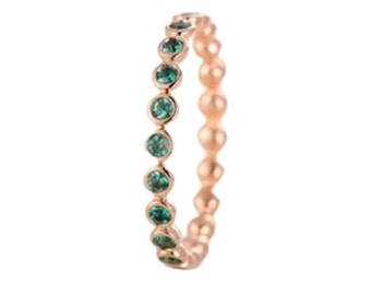 Vintage Sterling Silver Emerald Eternity Band Ring