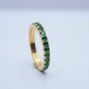 Emerald Band, Emerald Wedding Band, 14k Gold Band, Full Eternity Band, Matching Band, Stacking Band, Engagement Ring, Gift For Her