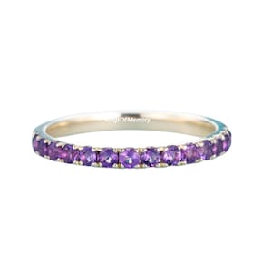 Amethyst Band, Amethyst Wedding Band, February Birthstone, Amethyst Half Eternity Band, Matching Band, Stacking Ring, Promise Ring For Her