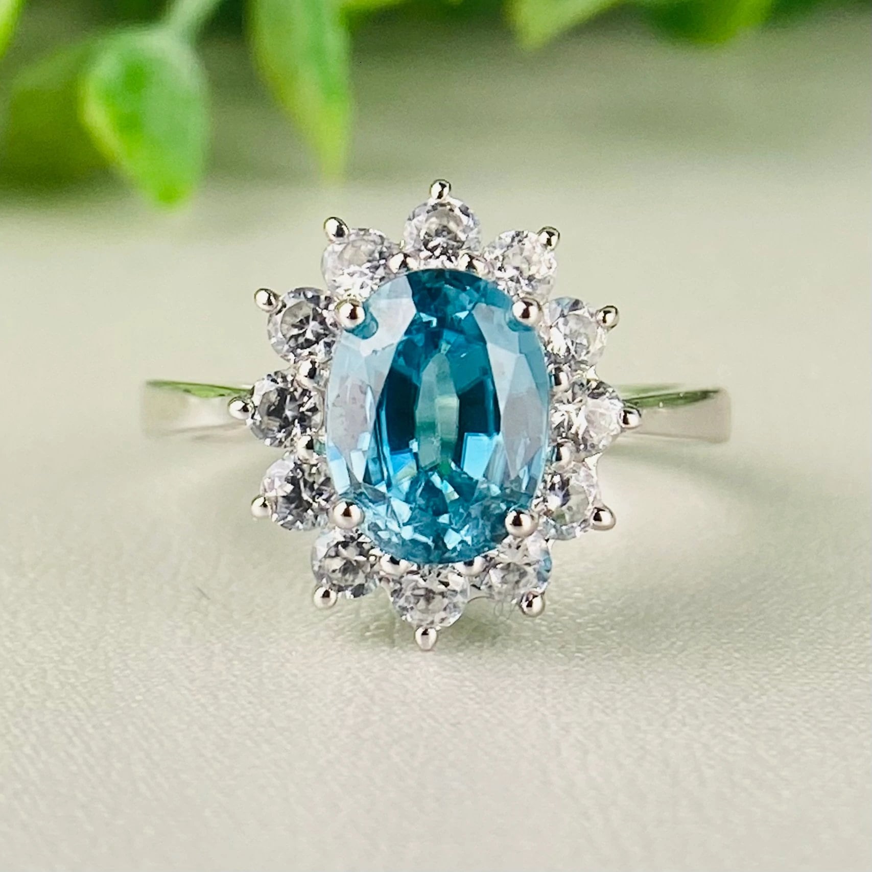 Mtrolls Anello regolabile con topazio blu certificato da 1,25 ratti da 1,00 carati, misura unica, regolabile, placcato argento, certificato in laboratorio (top AAA+), qualità per uomo o donna
