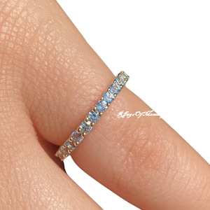 Blue Topaz Ring, Eternity Ring, Natural Blue Topaz Eternity Band, Full Eternity Wedding Band, Gold Band, Topaz Engagement Band, Gift For Her