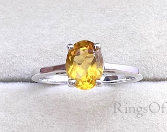 Anello in argento sterling con citrino: pietra portafortuna vintage fatta a mano per il mese di novembre