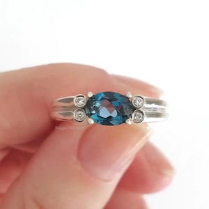Natural London Blue Topaz Ring, Oval Cut London Blue Topaz Ring, Sterling Silver Ring, London Blue Topaz Engagement Ring, Gift Ring For Her
