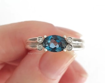 Natural London Blue Topaz Ring, Oval Cut London Blue Topaz Ring, Sterling Silver Ring, London Blue Topaz Engagement Ring, Gift Ring For Her