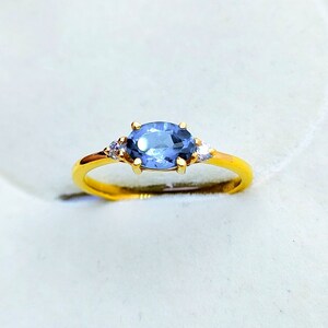 Natural Sapphire Ring, Gold Sapphire Diamond Ring, Minimalist Ring, Dainty Sapphire Ring, Handmade Blue Sapphire Promise Ring, Gift For Her
