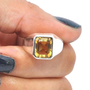 Citrine Ring, 925 Sterling Silver, Natural Citrine, Gift for Her, November Birthstone Ring, Gemstone Ring, Citrine Jewelry, Statement Ring
