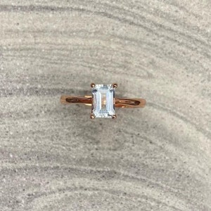 Natural Aquamarine Ring- Rose Gold Aquamarine Ring- March Birthstone- Aquamarine Engagement Ring- Promise Ring- Anniversary Gift For Her
