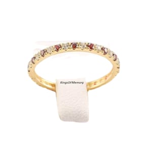 Natural Garnet Band, Full Eternity Garnet Band, 14k Gold Band, January Birthstone Ring, Natural Garnet Wedding Ring, Garnet Engagement Ring