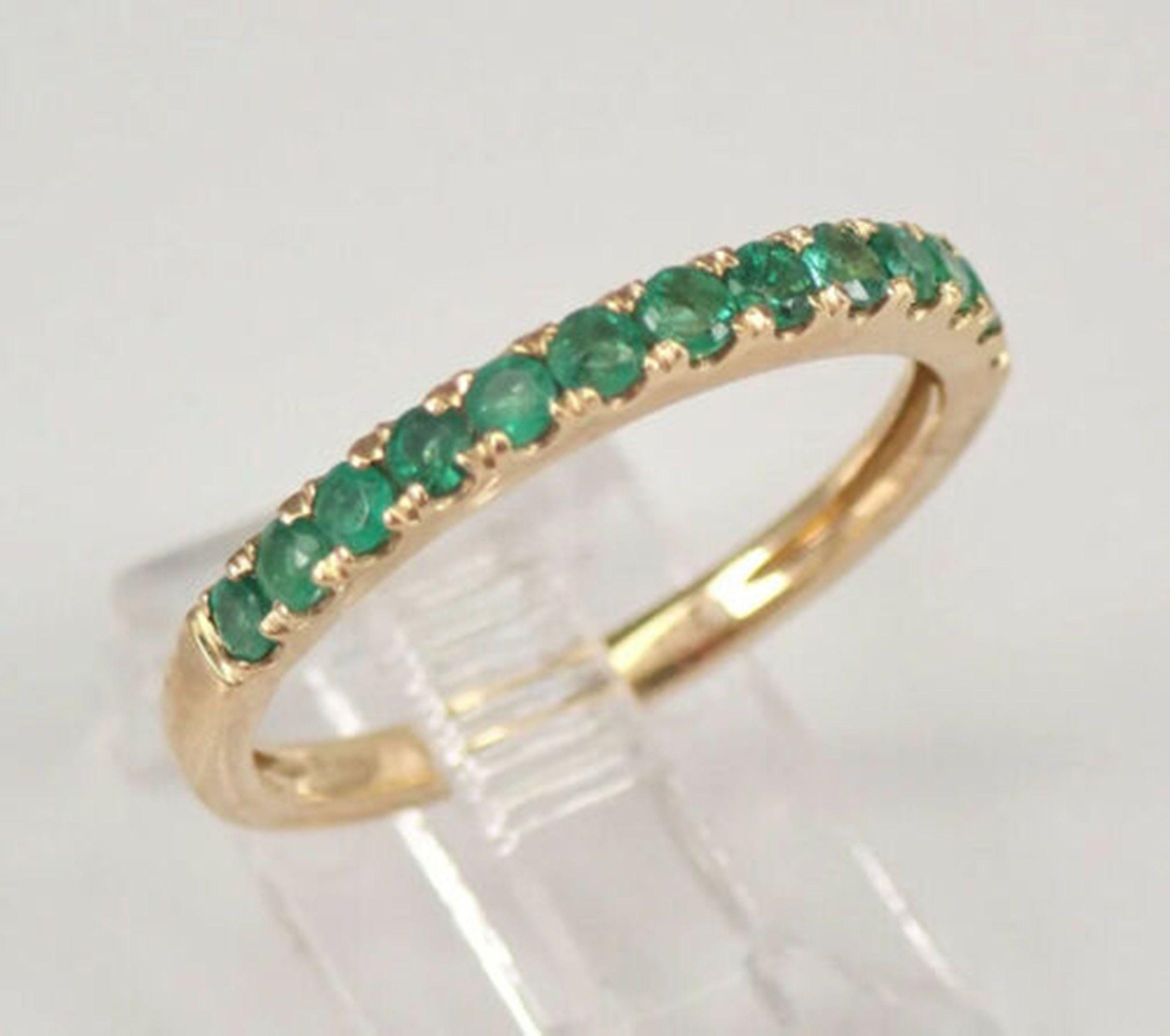 Natural Emerald Eternity Band: 14k Gold Stacking Ring - Etsy