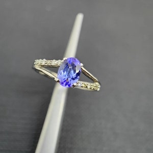 Tanzanite Ring, Sterling Silver Ring, Tanzanite Wedding Ring, Oval Cut Gemstone Ring, Engagement Ring, Anniversary Gift, Ring For Her
