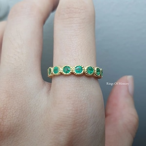 Natural Emerald Eternity Band, Emerald Full Eternity Ring, 14k Gold Emerald Ring, Emerald Wedding Band, Stacking Ring, May Birthstone Ring