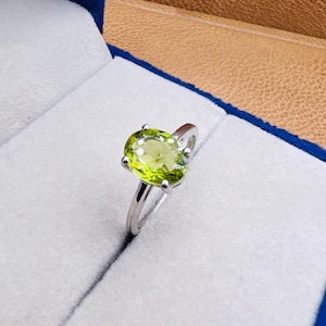 Natural Peridot Ring, Dainty Peridot Ring, 925 Sterling Silver Ring, Oval Peridot Designer Ring, August Birthstone, Promise Ring For Her
