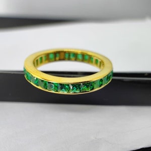 Emerald Wedding Band, 14k Gold Band, Emerald Full Eternity Band, May Birthstone Ring, Matching Band Ring, Stacking Band, Promise Ring