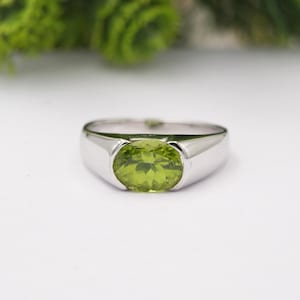 Peridot Men Ring, Solid 925 Sterling Silver, AAA Quality Peridot Ring, Handmade Silver Ring, August Birthstone, Personalized Gift for Men