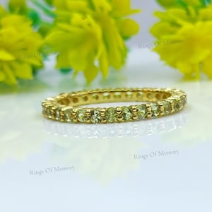 Peridot Wedding Band, Peridot Full Eternity Ring, Stacking Ring, Matching Band, Minimalist Ring, August Birthstone, Promise Ring For Her