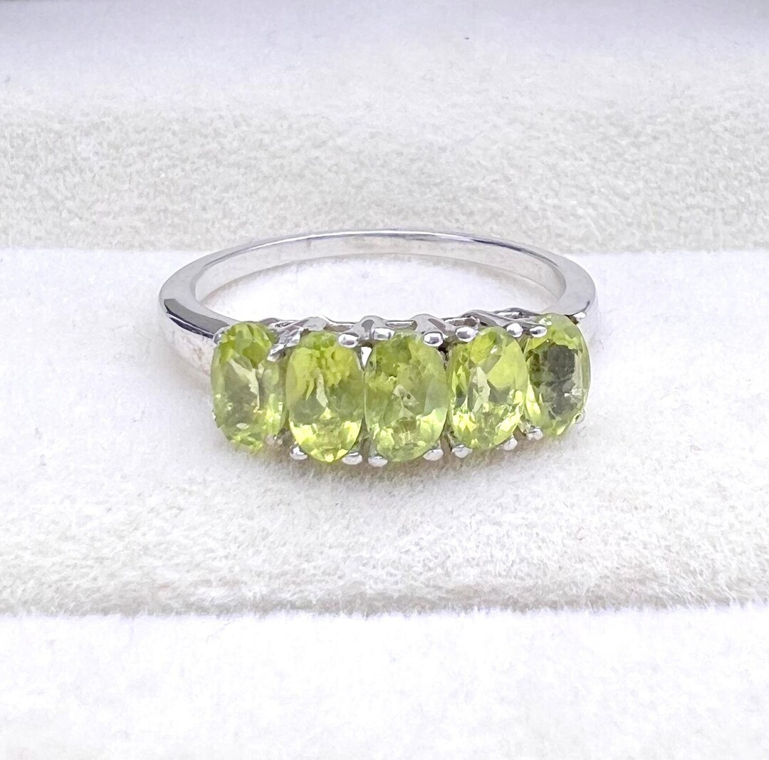 Sterling Silver Peridot Ring: August Birthstone, Five Stone Half ...