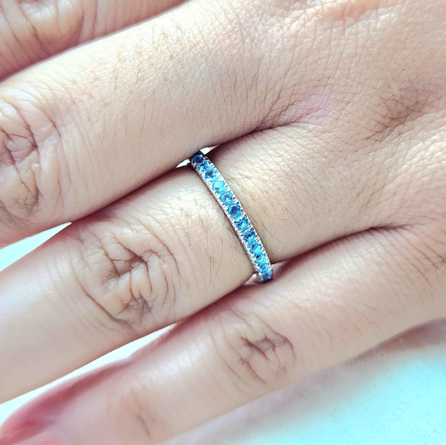 フルエタニティブルートパーズリング、トパーズ結婚指輪、ブルー