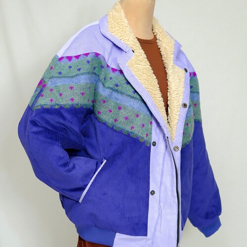 Aztec Navajo jacket, Southwestern Sheepskin coat, Size 46, Bomber Corduroy Jacket, Fur shearling shops coat, Corduroy Winter Jacket, Sherpa Coat