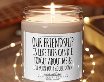 our friendship is like this candle funny candle, Best Friend Gift, Friendship Gift, Funny Friend Gift, Candle for Friend, gift for coworker