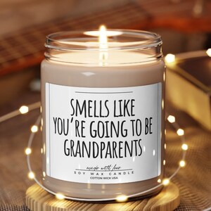 Smells Like grandparents candle, Pregnancy Announcement Gift for Grandparents, You are Going To Be Grandparents, gift new grandparents