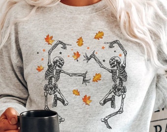 Dancing Skeleton Sweatshirt, Cute Halloween Gift, Fall Crewneck, Spooky Season Sweatshirt, Skeleton Apparel