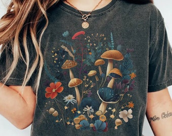 Vintage Cottagecore Shirt Goblincore shirt Boho wildflowers shirt Nature Shirt Botanical Shirt Garden Lover Autumn Aesthetic Green witch