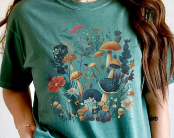 Vintage Cottagecore Shirt Goblincore shirt Boho wildflowers shirt Nature Shirt Botanical Shirt Garden Lover Autumn Aesthetic Green witch
