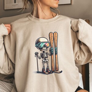 Ski sweatshirt, funny gift for skier, skiing trip sweater, snowboard lover shirt, winter sports shirt,skiing sweatshirt,skeleton ski sweater