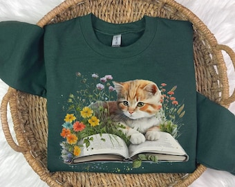 vintage cat × fish × flower sweat Vintage 90s Morning Sun Sweatshirt Blue Large Morning Sun