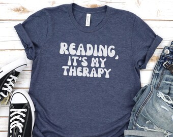 Reading shirt, therapy book librarian gift, library tshirt, book lover t-shirt, book lover gift, library shirt, reading shirt,reading