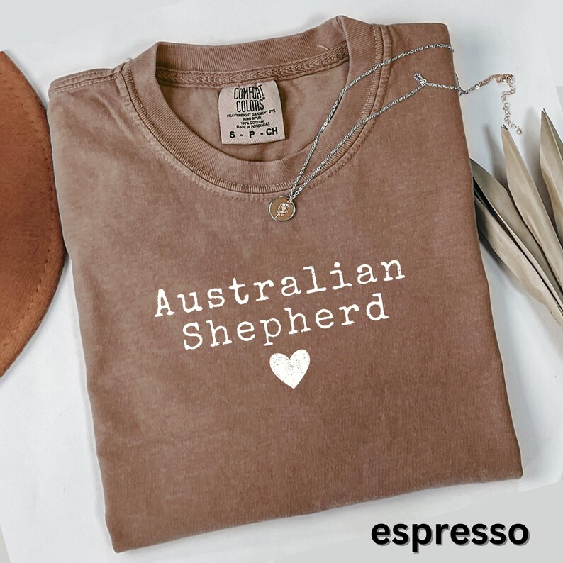 Australian Shepherd Graphic Tee, Dog Lover Shirt, Cute Pet Owner Gift, Casual T-Shirt, Unique Dog Breed Apparel, Espresso Color