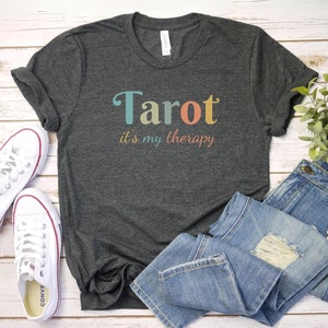 Tarot Therapy Unisex Tee, Tarot Card Reader Gift, Tarot Lover Shirt, Mystic Witch T-shirt, Occult Clothing, Spiritual Graphic Tee