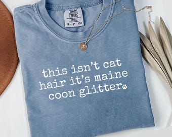 T-shirt à paillettes Maine coon couleurs confort, t-shirt en poils de chat, t-shirt maman drôle de chat, chemise chat, cadeau pour amoureux des chats, t-shirt félin