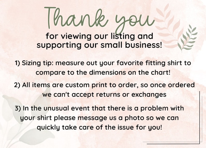 Peut inclure: Merci d'avoir consult&eacute; notre annonce et de soutenir notre petite entreprise&nbsp;! Conseil de taille&nbsp;: mesurez votre chemise pr&eacute;f&eacute;r&eacute;e pour la comparer aux dimensions du tableau. Tous les articles sont imprim&eacute;s sur mesure &agrave; la demande, donc une fois command&eacute;s, nous ne pouvons pas accepter les retours ou les &eacute;changes. En cas de probl&egrave;me inhabituel avec votre chemise, veuillez nous envoyer une photo afin que nous puissions rapidement r&eacute;soudre le probl&egrave;me pour vous&nbsp;!