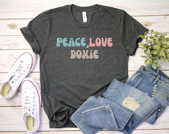 Peace, Love, Doxie shirtDoxie Mom Shirt | Dachshund Lover Gift | Doxie Lover Gift | Wiener Dog Shirt | Dachshund shirt