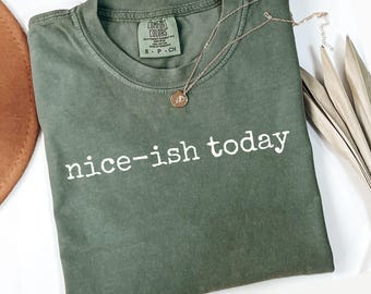 comfort colors Nice-ish Today T Shirt, Sarcastic Humor Tee, Trendy Graphic Top, Novelty Gift shirt