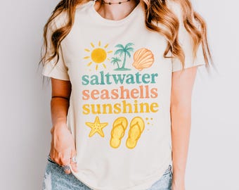 Saltwater Seashells Sunshine Shirt, Summer Shirt,Beach Shirt,Saltwater Shirt,Seashells Shirt,Sunshine Shirt,Summer Trip Shirt,Vacation Shirt