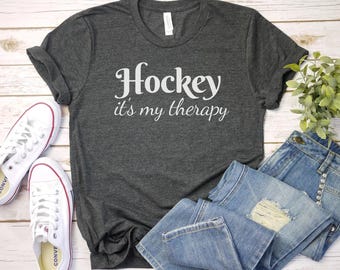 hockey Its My Therapy Shirt Hockey Tee | Hockey Player Shirt | hockey fan gift | Custom Hockey Shirts Game Hockey Shirt, funny hockey coach